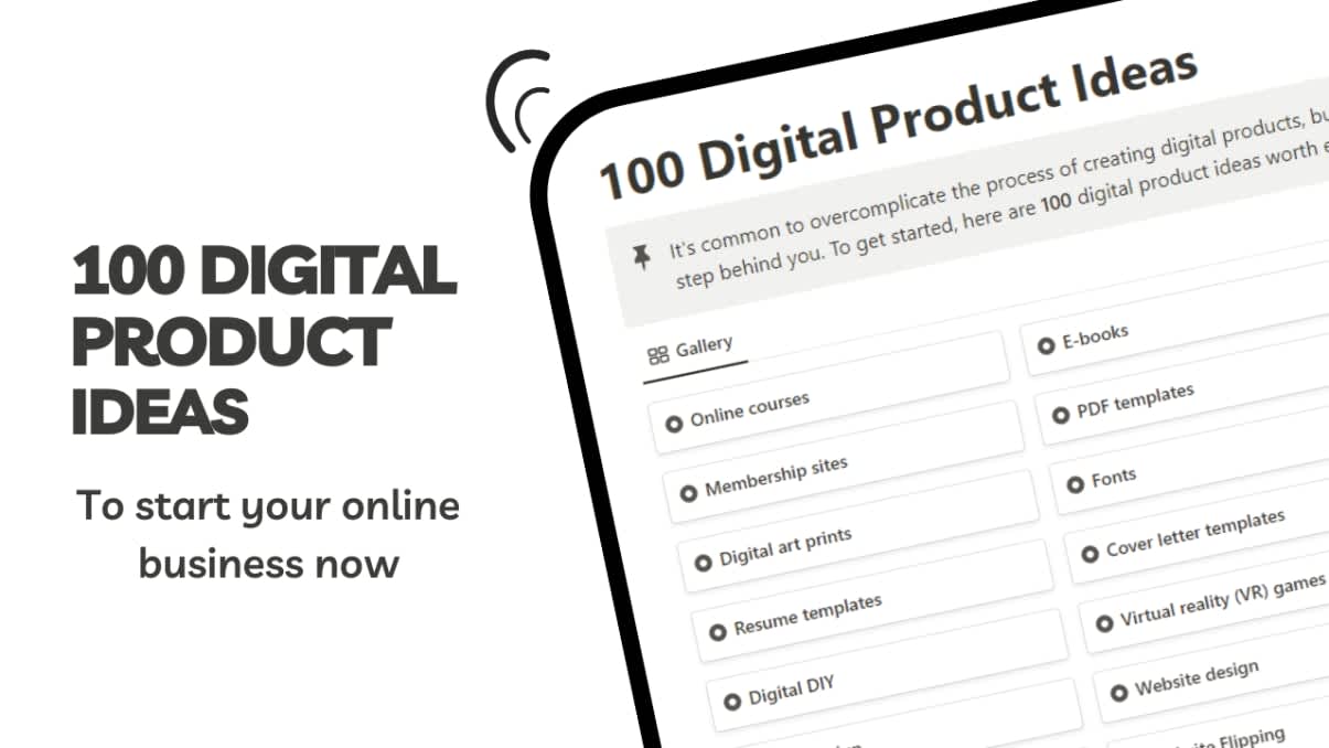 100 Digital Product Ideas