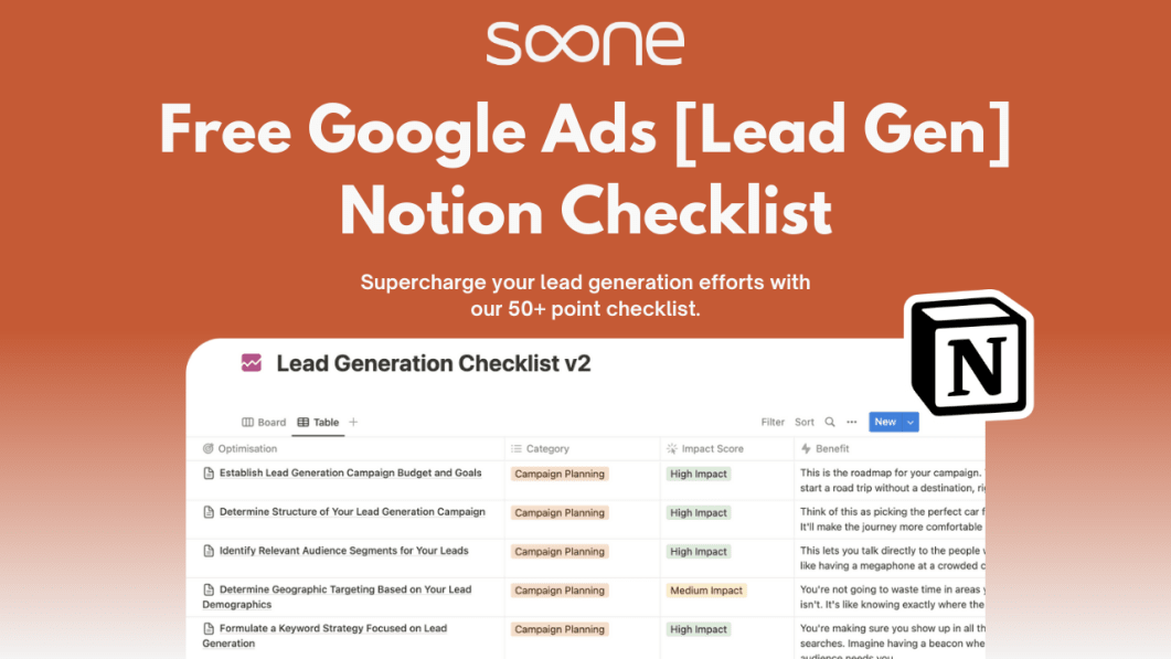 FREE Google Ads [Lead Gen] Notion Checklist