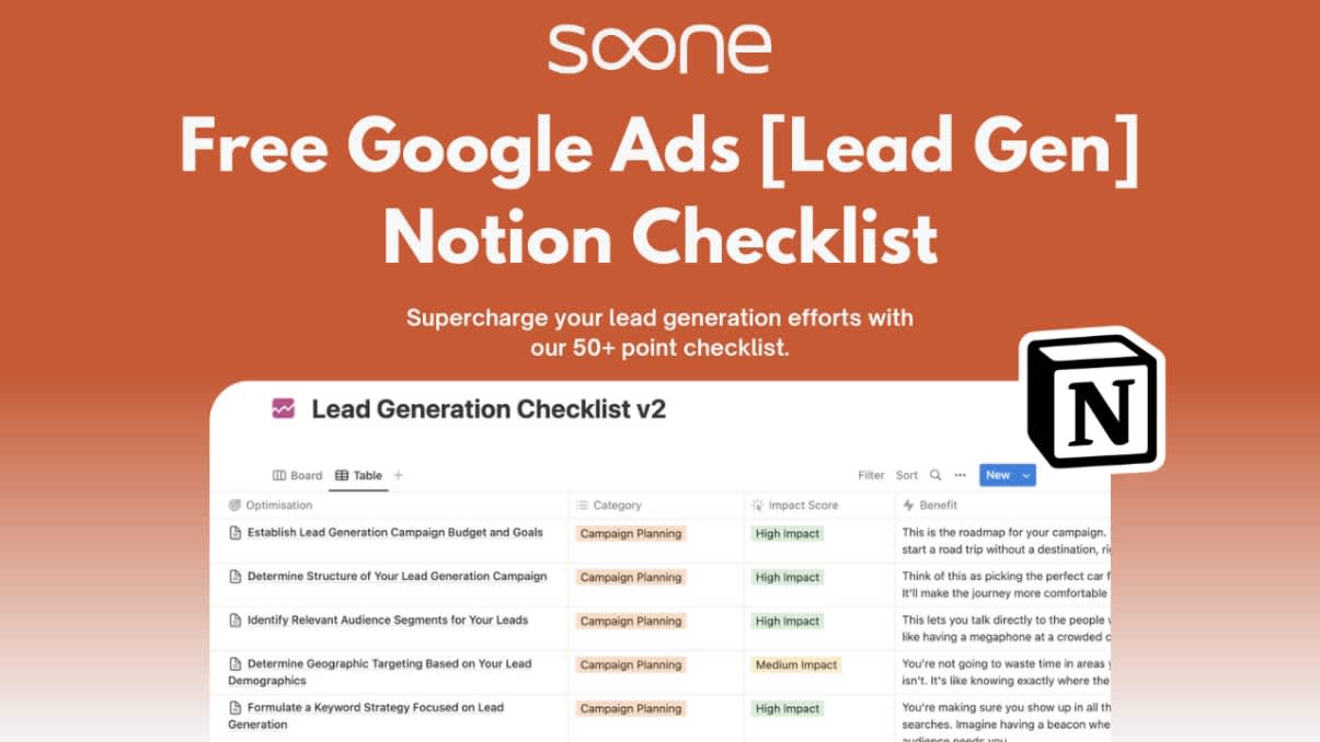 FREE Google Ads [Lead Gen] Notion Checklist