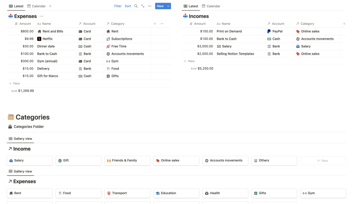 Notion Money Tracker