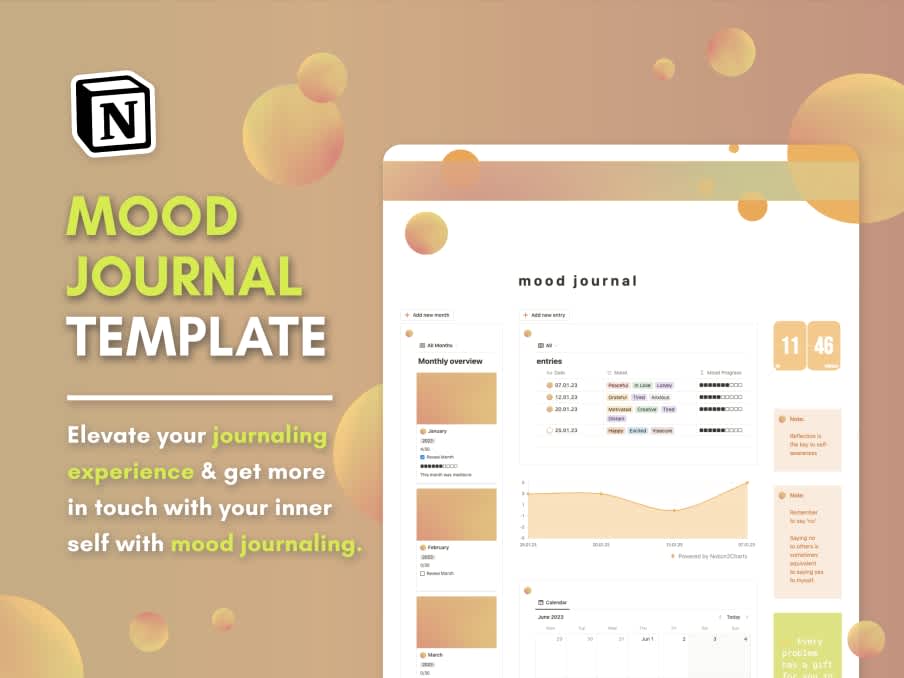 Mood Journal | Prototion | Buy Notion Template