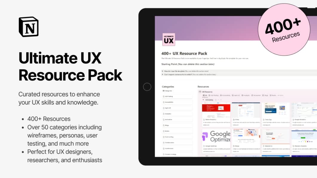 400+ Ultimate UX Resource Pack 