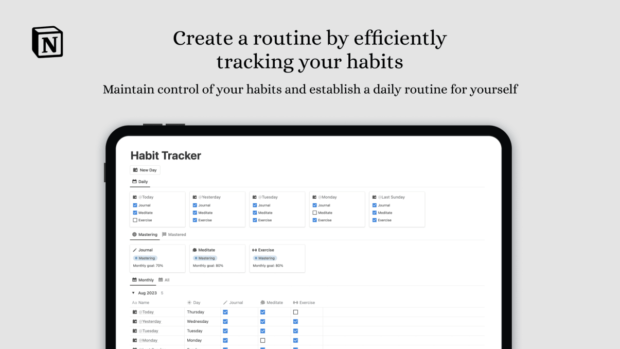 Notion Habit Tracker | Prototion | Get Notion Template