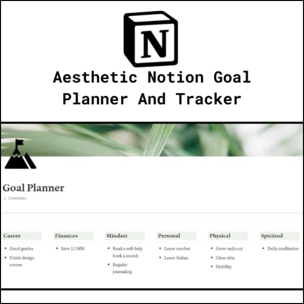 Aesthetic Notion Goals Planner And Tracker
