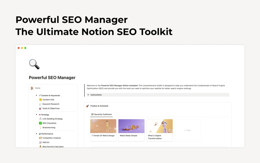 Powerful SEO Manager Notion Template