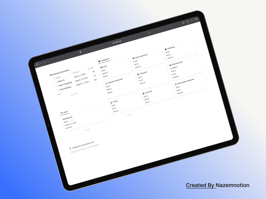 Finance Hub | Prototion | Buy Notion Template