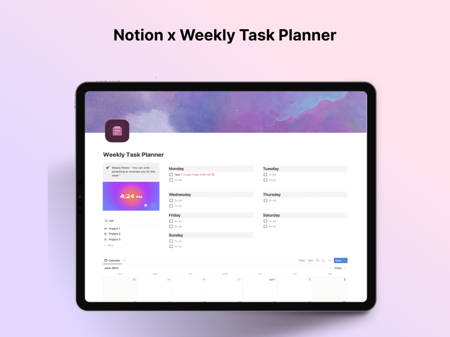 Weekly Task Planner | Prototion