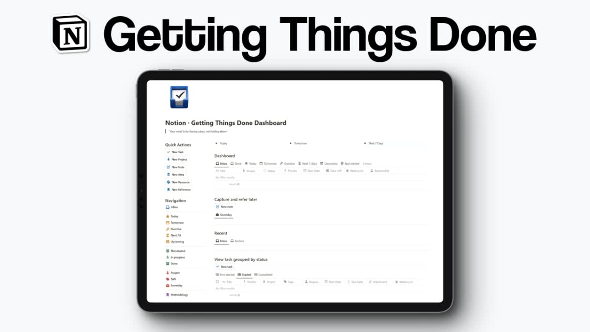 Notion|Getting Things Done Dashboard 