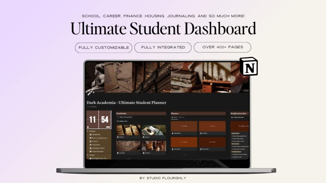 Ultimate Student Dashboard Dark Academia