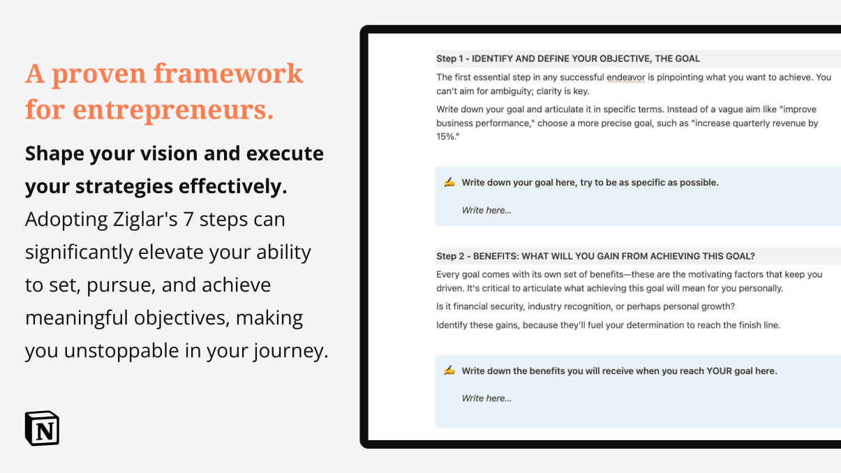 Notion Goal Setting Framework