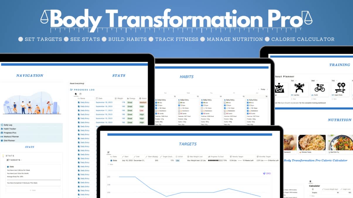 Body Transformation Pro | Prototion | Buy Notion Template