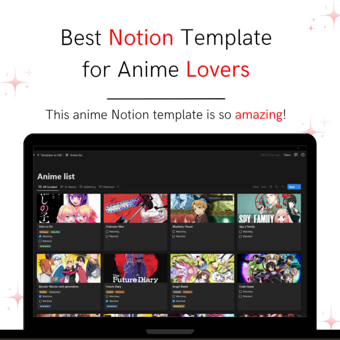 Anime List & Tracker | Prototion | Buy Notion Template