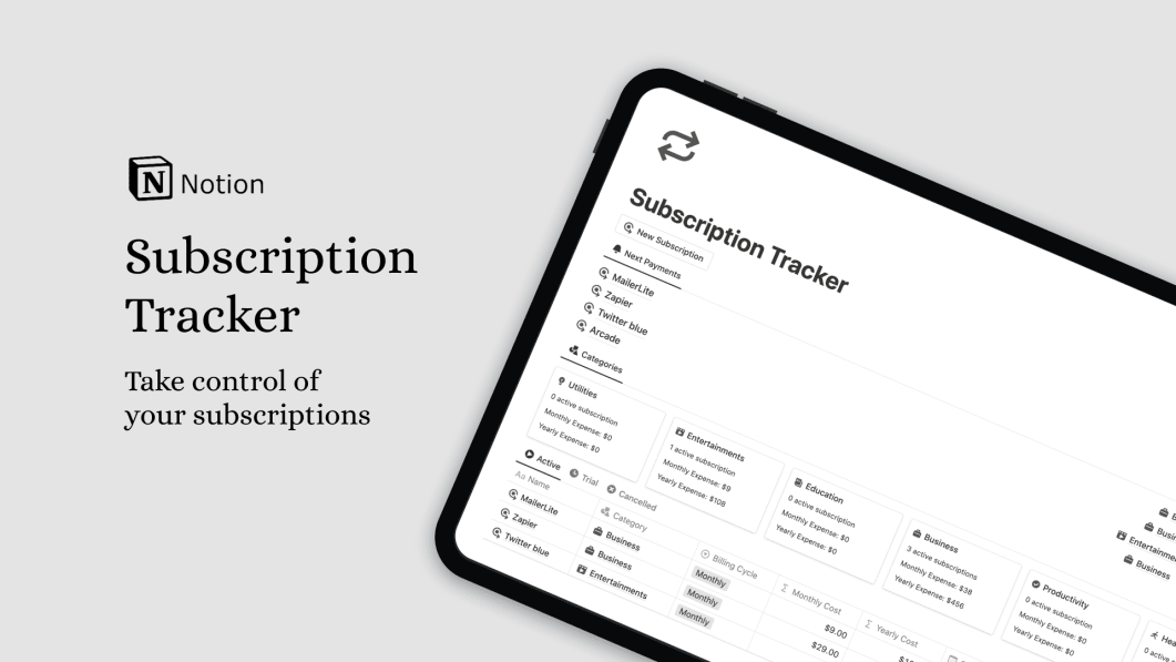 Notion Subscriptions Tracker