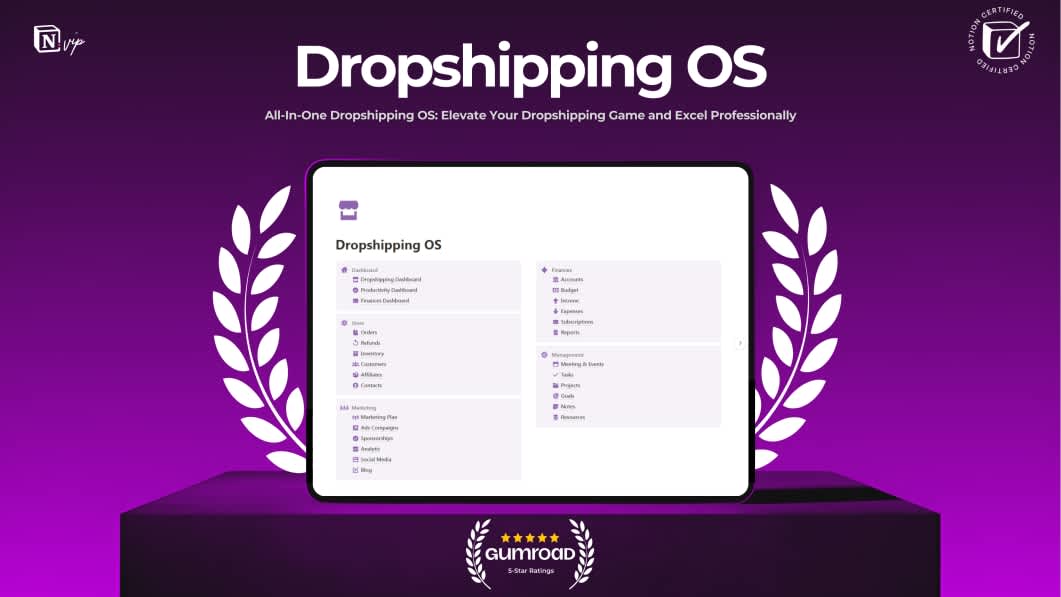 Notion Templates for Dropshipping Prototion Notion Templates for Dropshipping Prototion