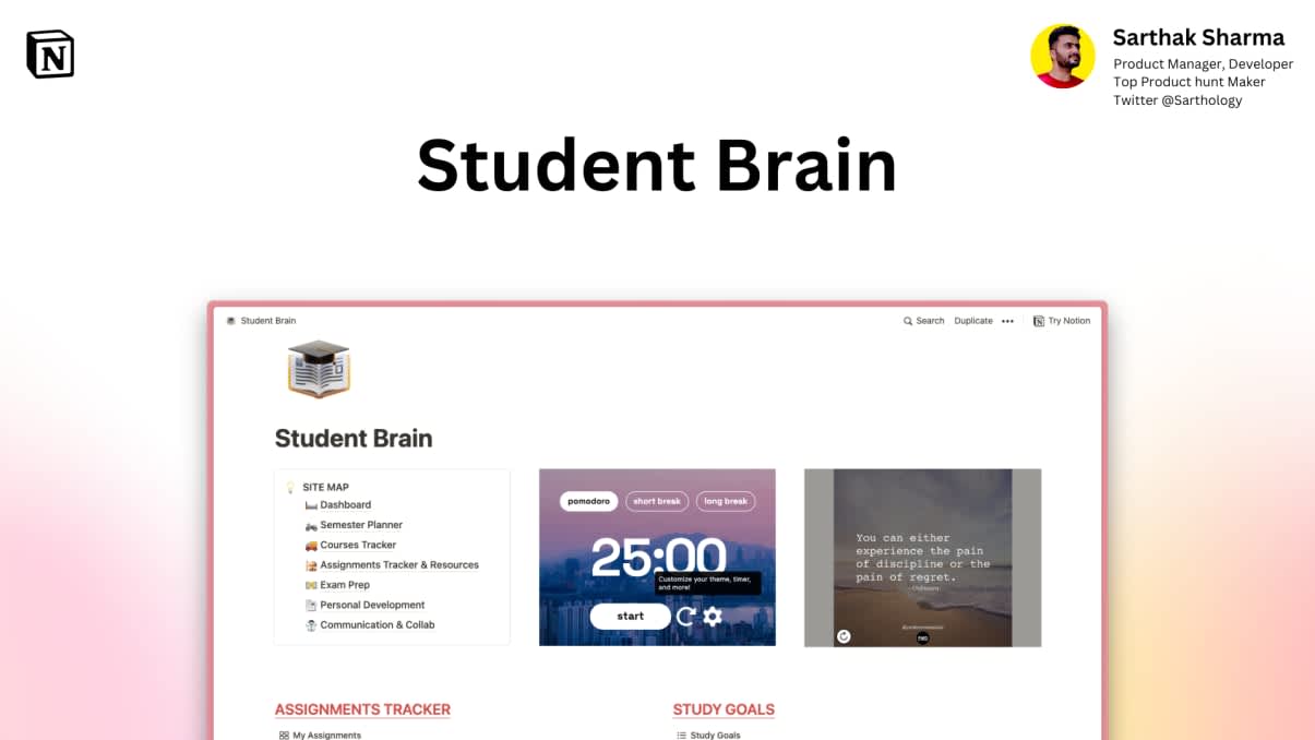 Student Brain | Prototion | Get Notion Template