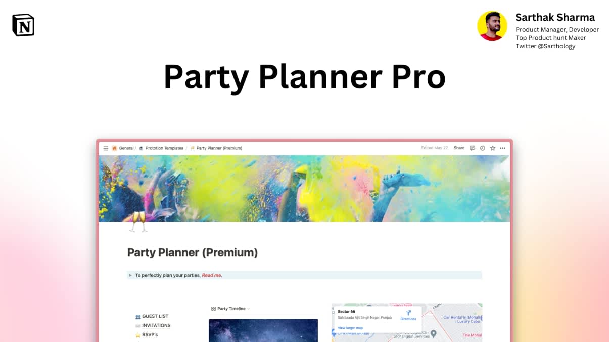 Party Planner | Prototion | Buy Notion Template