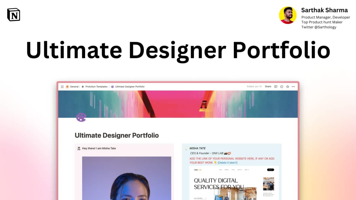 Ultimate Designer Portfolio | Prototion | Notion Template