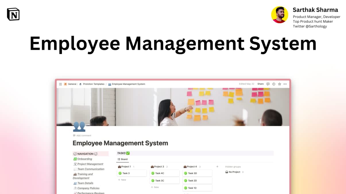 Employee Management System | Prototion | Buy Notion Template