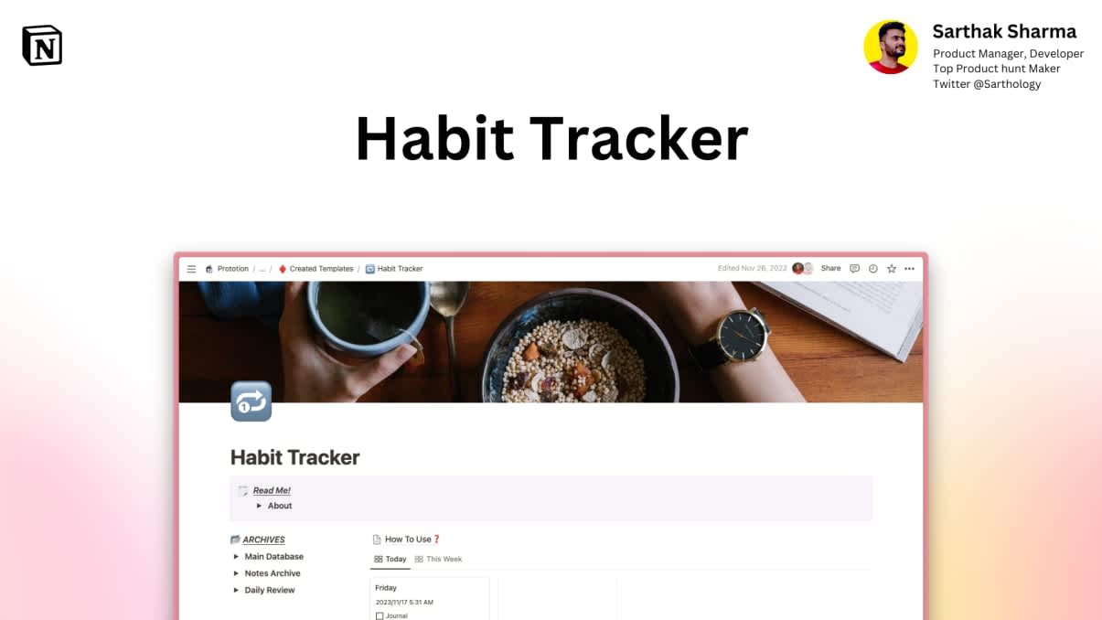 Habit Tracker | Prototion | Buy Notion Template