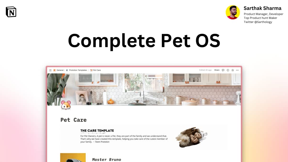 PET CARE | Buy Notion Template | Prototion