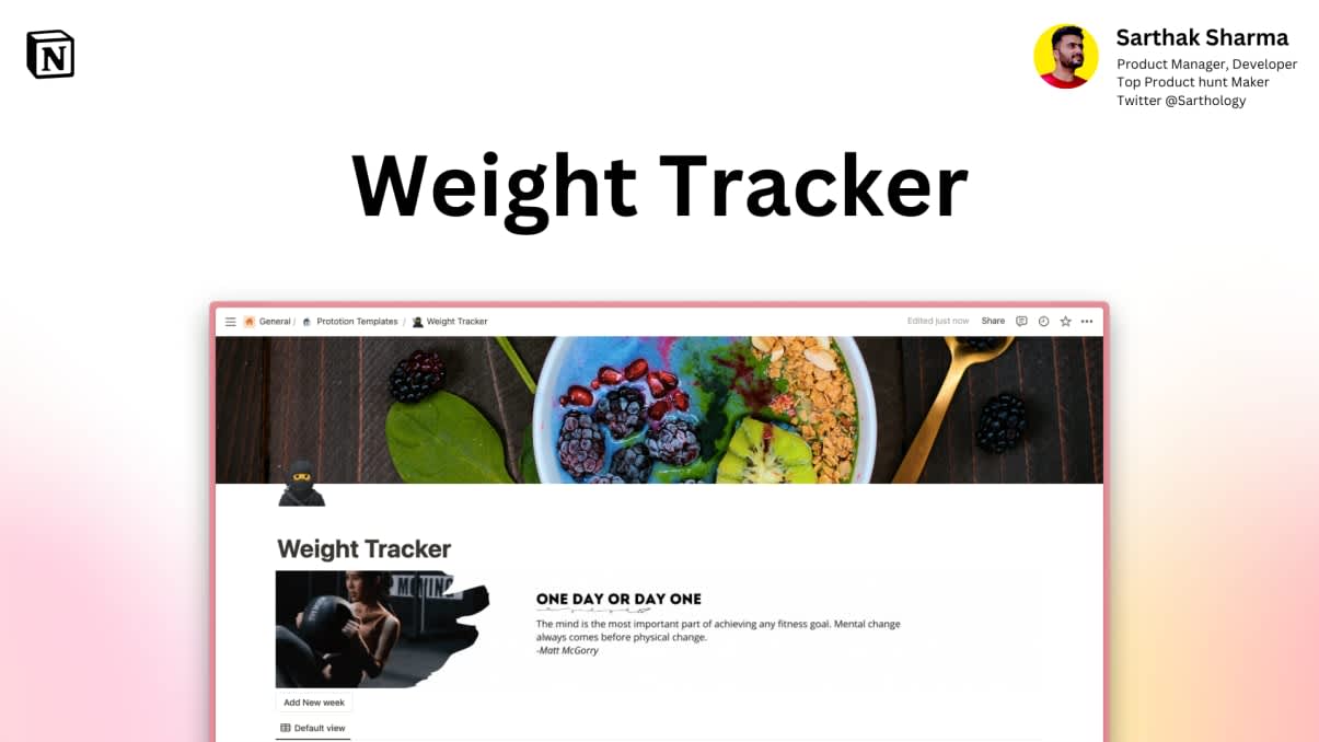 Weight Tracker | Buy Notion Template | Prototion