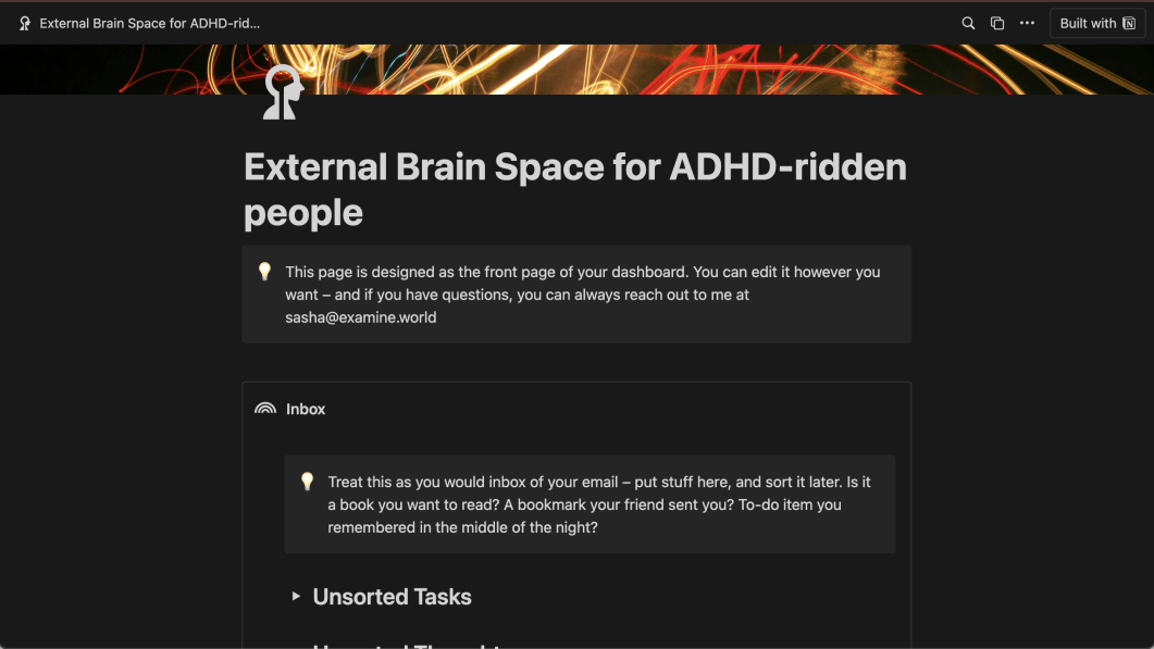 External Brain Space for ADHD