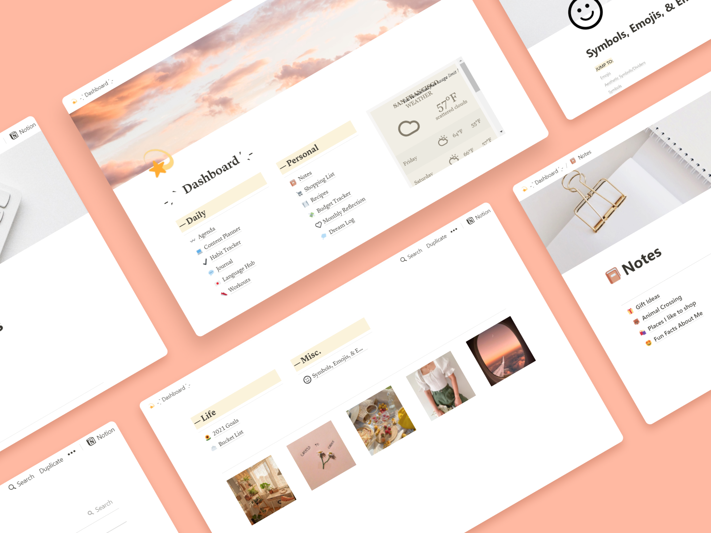 Life Dashboard Free Notion Template Prototion
