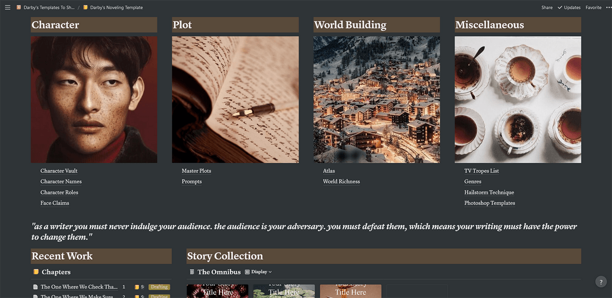 Novel Writing Template Notion Template Prototion