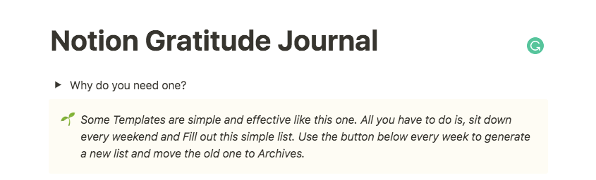Motivating quote at the start of the journal