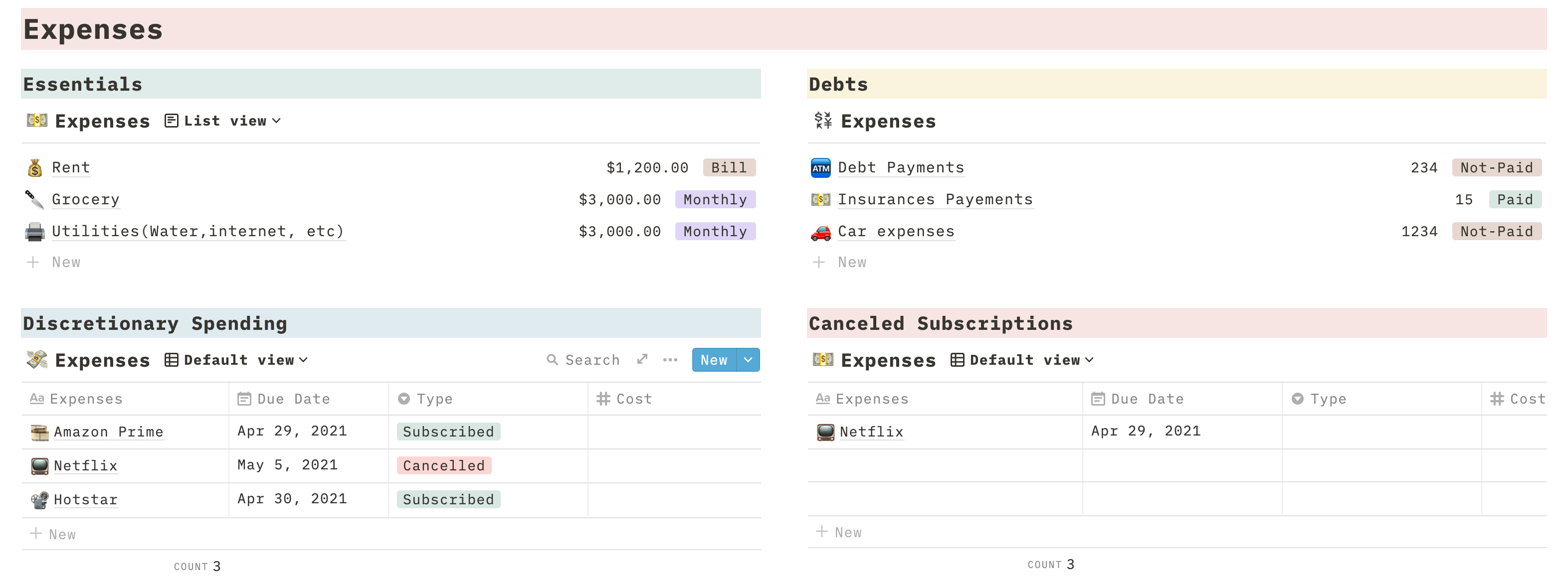 Finance Tracker Free Notion Template Prototion