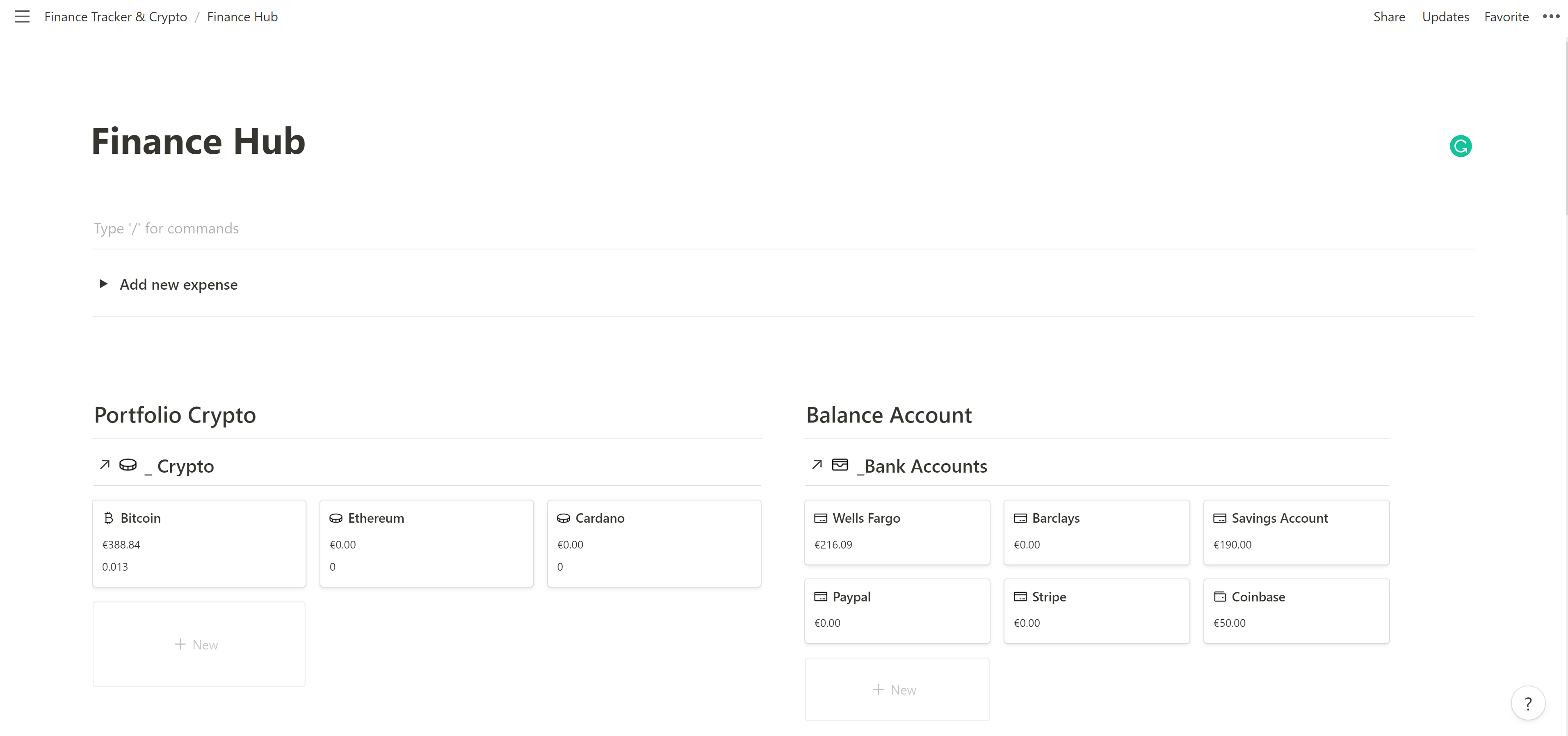 Finance Hub Notion Template