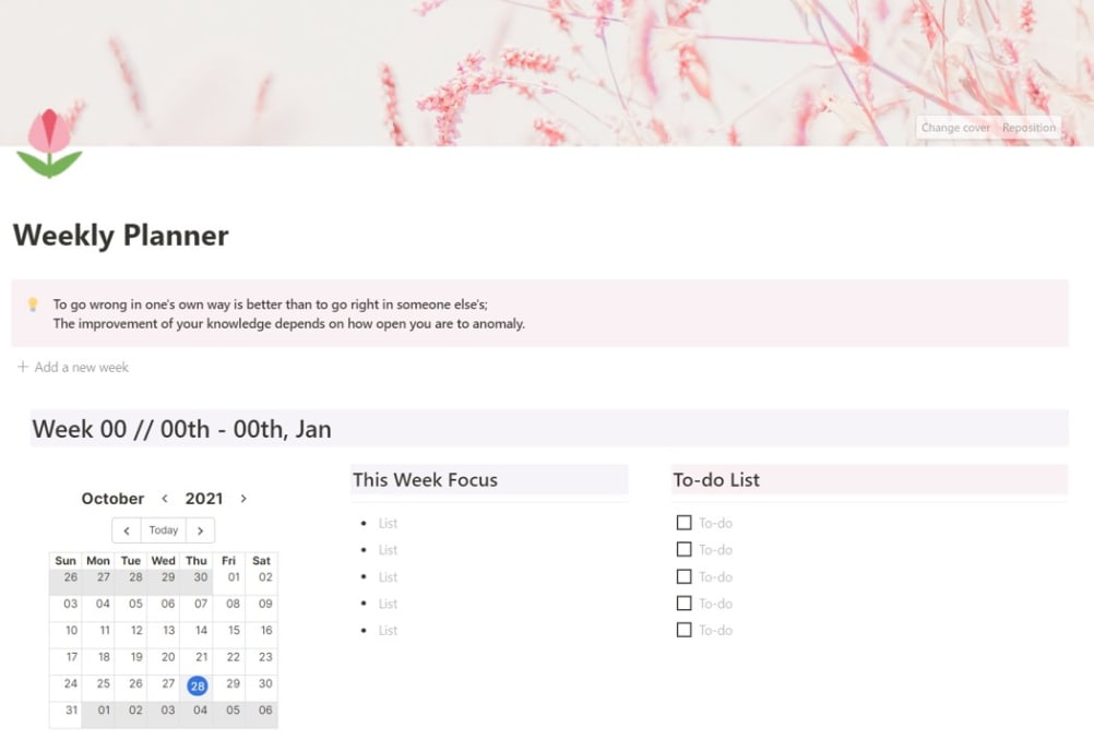 notion class schedule template