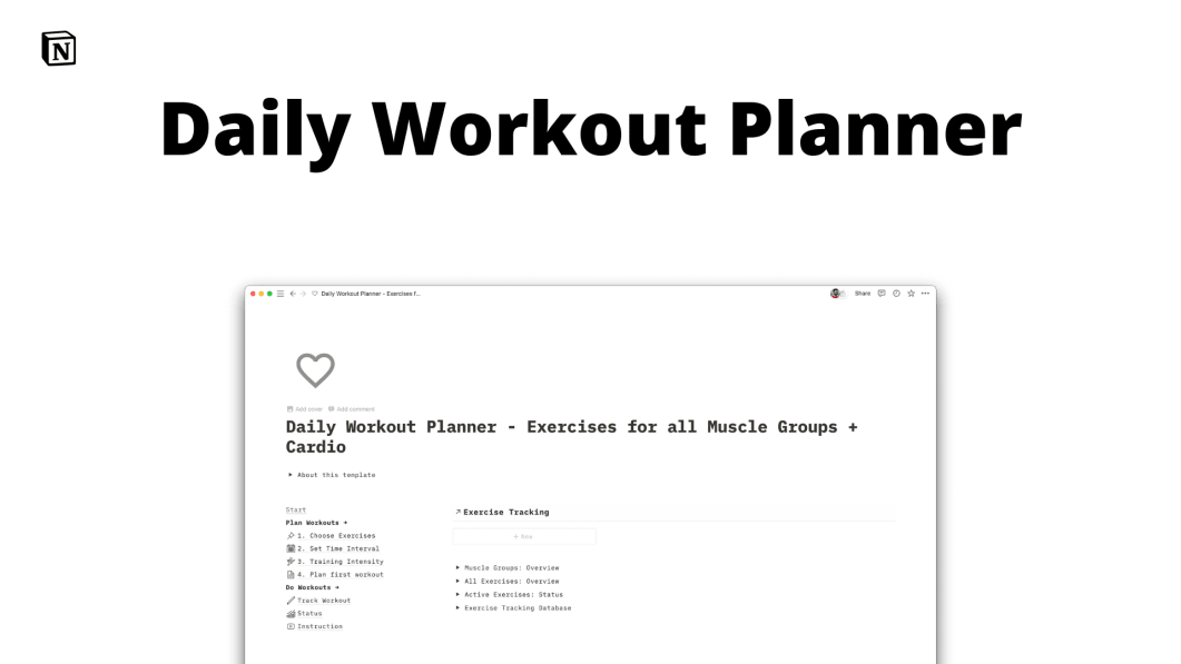 Daily Workout Planner in Notion