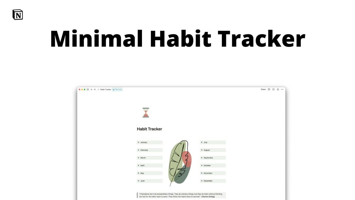 Minimal Habit Tracker | Notion Template | Prototion