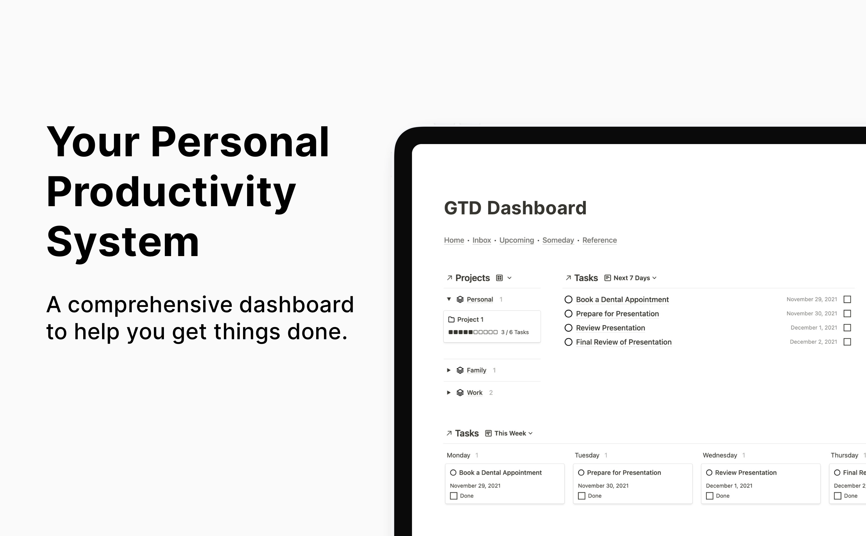 Get templates. Notion GTD Hierarchy view.