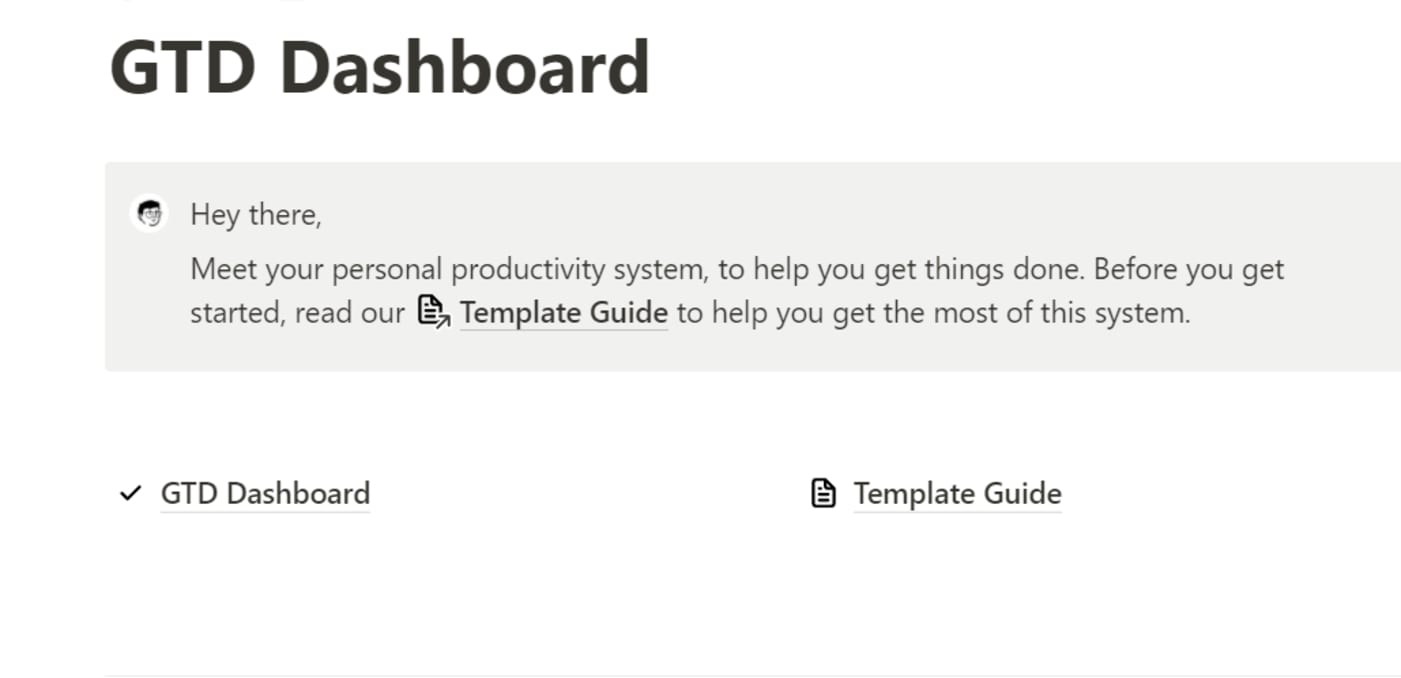GTD Dashboard | Notion Template