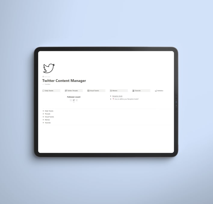 Twitter Content Manager | Prototion | Buy Notion Template