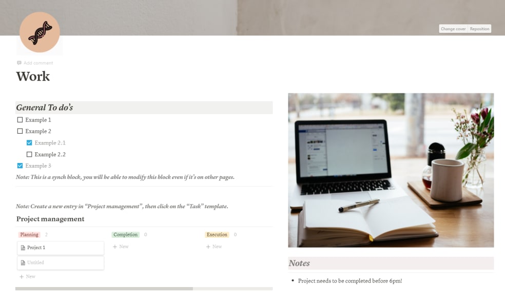 Work dashboard