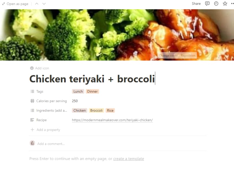 Recipe info