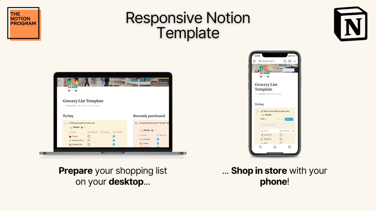 Grocery List |Prototion | Buy Notion Template