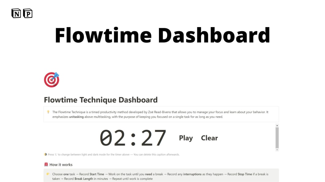 Flowtime Technique Dashboard