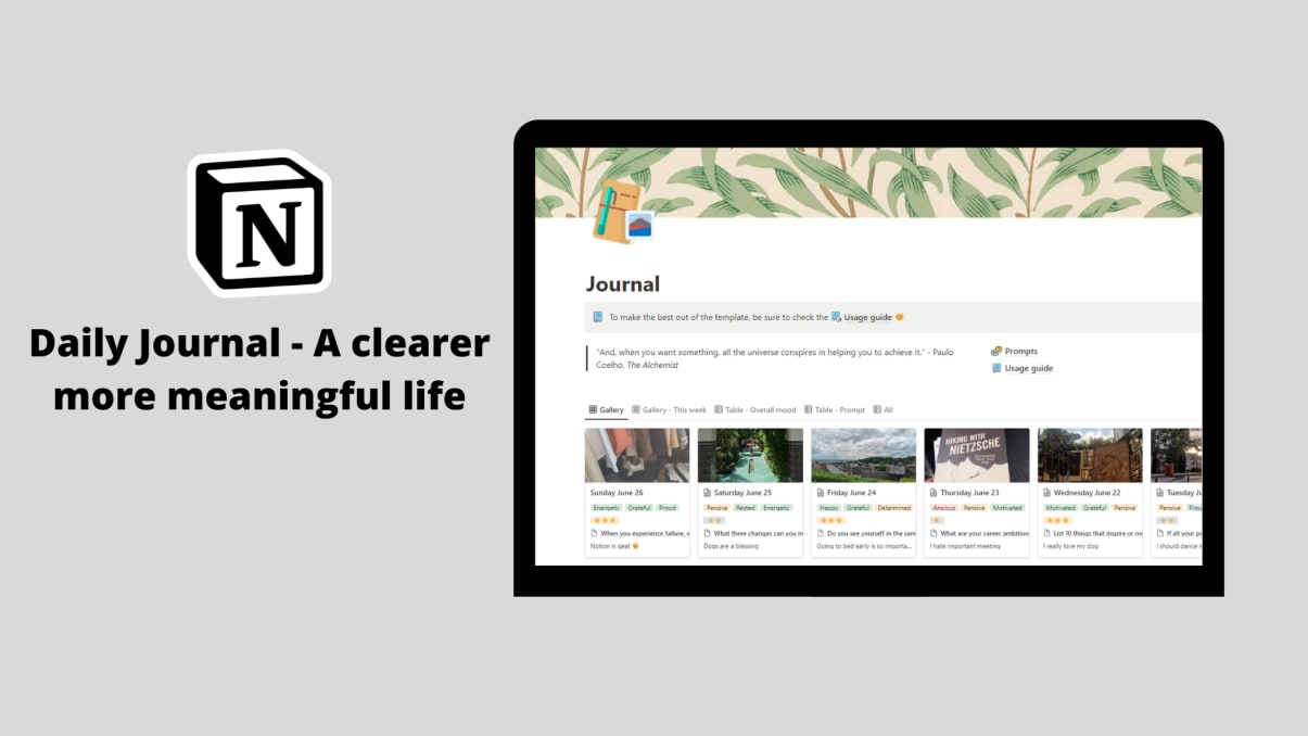 Notion Daily Journal | Prototion | Buy Notion Template