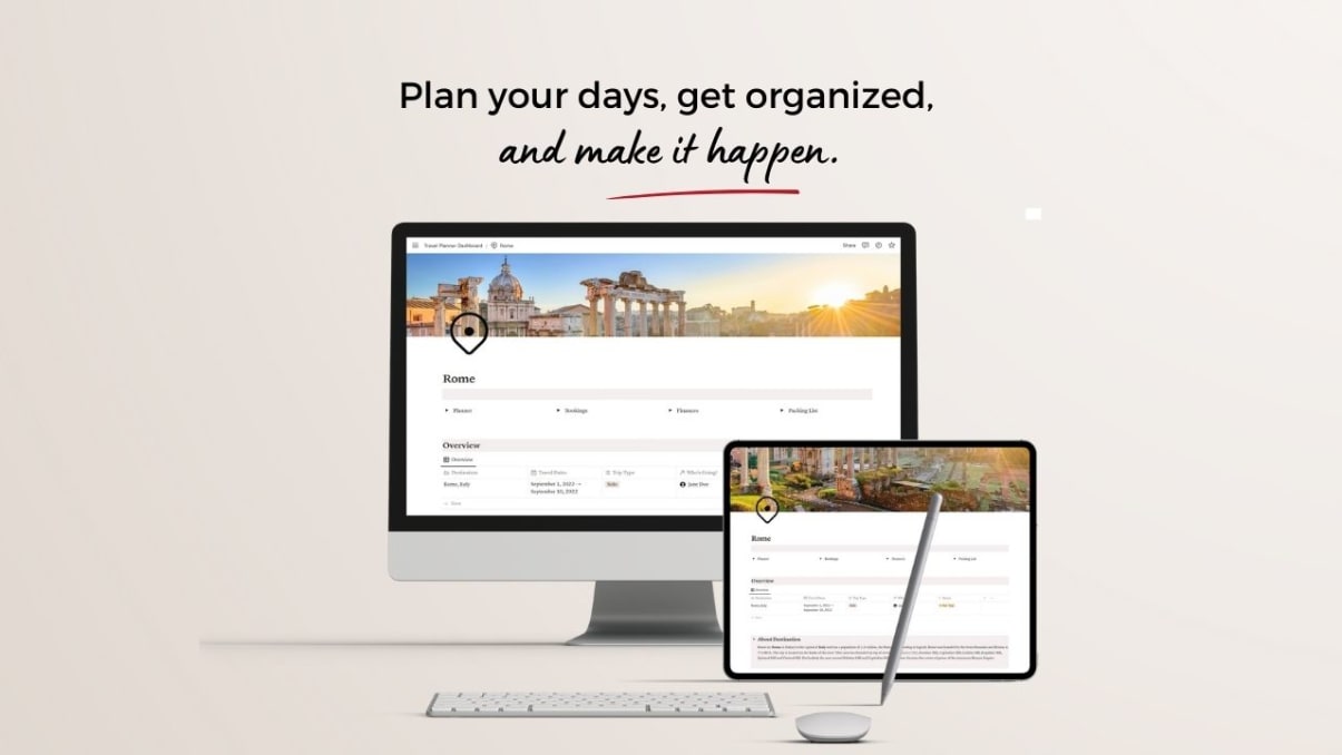 Aesthetic Notion Travel Planner Template | Prototion