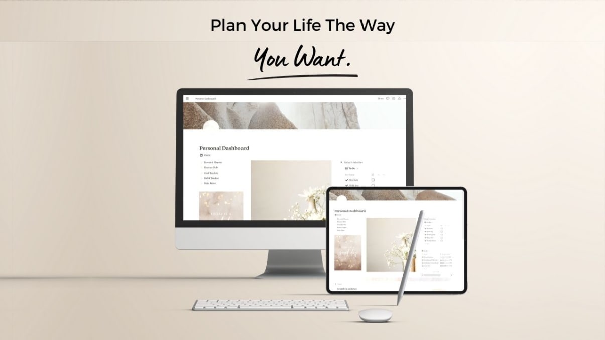 Aesthetic Notion Personal Planner Template | Prototion