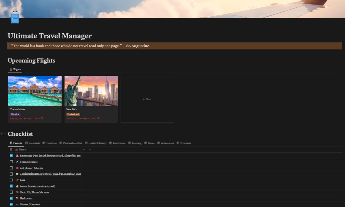 Ultimate Travel Manager | Prototion | Get Notion Template