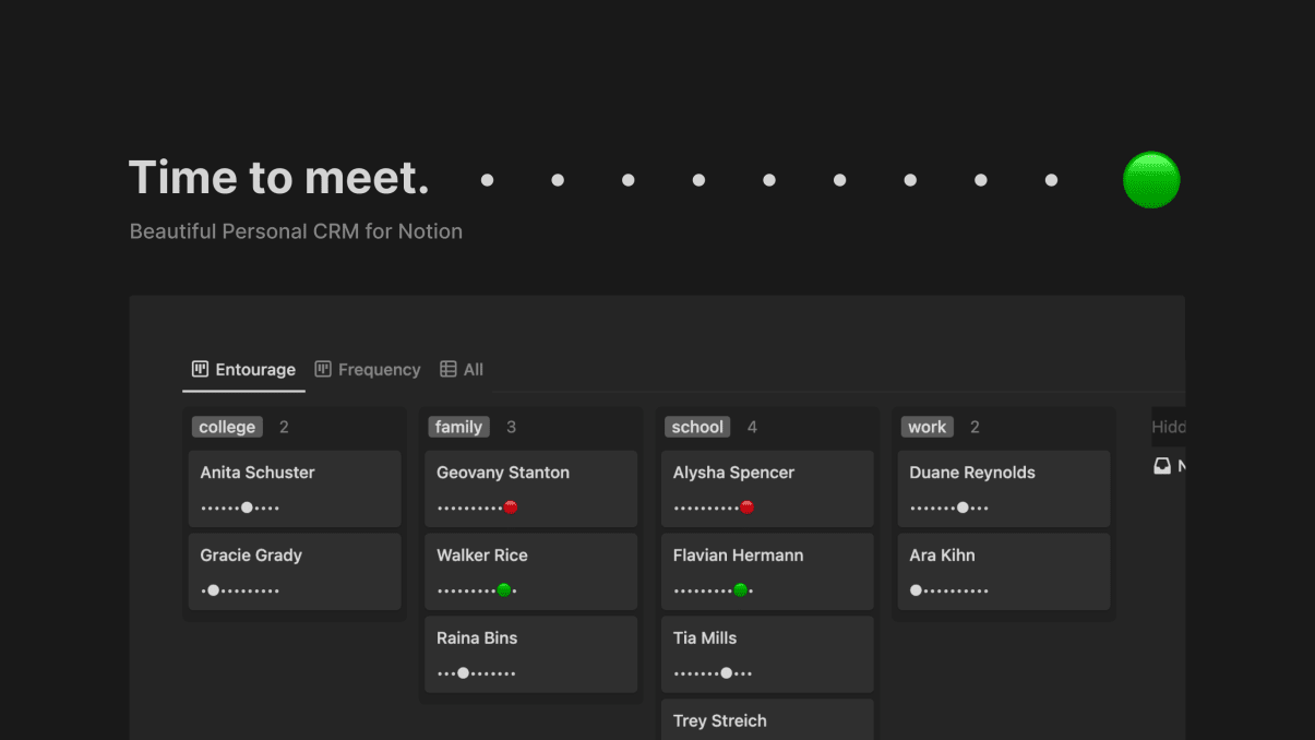 Time to meet. - Personal CRM | Prototion | Notion Template