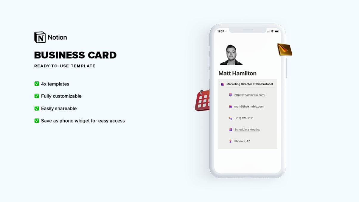 Digital Business Card | Prototion | Get Notion Template