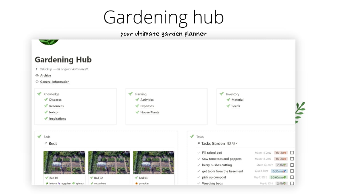 Gardening Hub | Prototion | Buy Notion Template