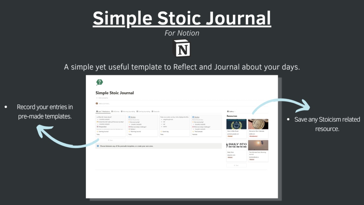 Simple Stoic Journal for Notion | Prototion