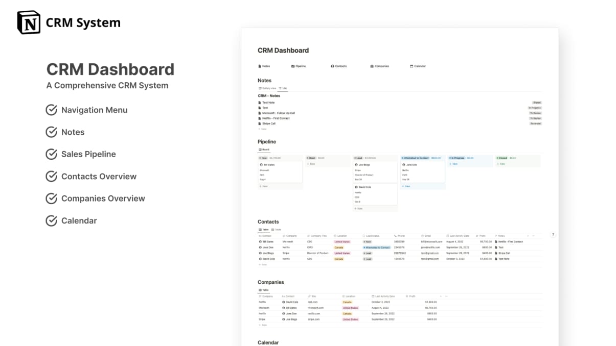Notion CRM System | Prototion | Buy Notion Template